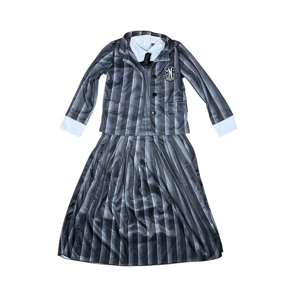 Girls Wednesday Addams Nevermore Academy Black School Uniform Costume Medium 7/8 - Picture 5 of 5